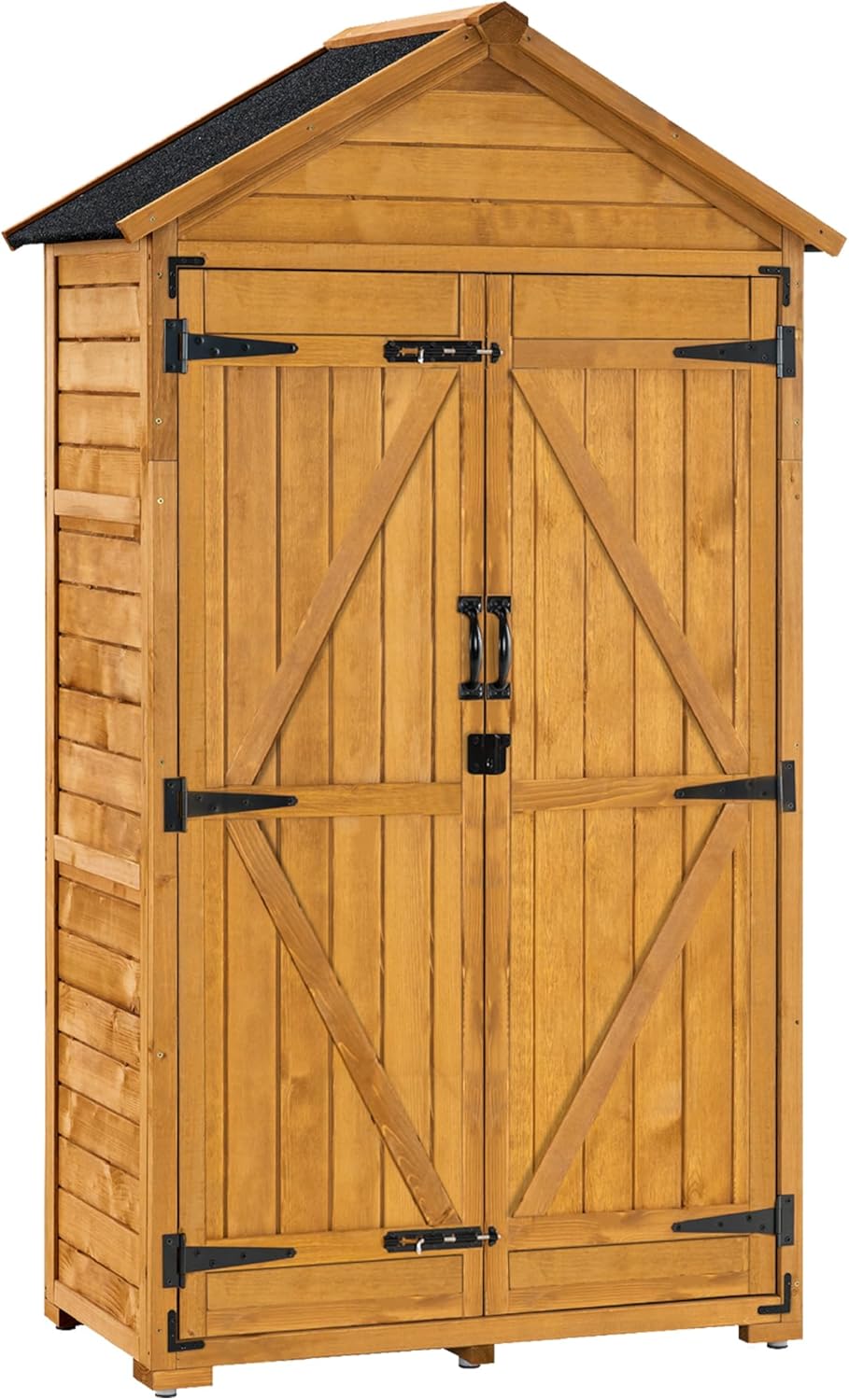 M MCombo Garden Cabinet with Gable Roof Wooden Waterproof Grey/Natural 1000D 48 x 90 x 178 cm (Natural)