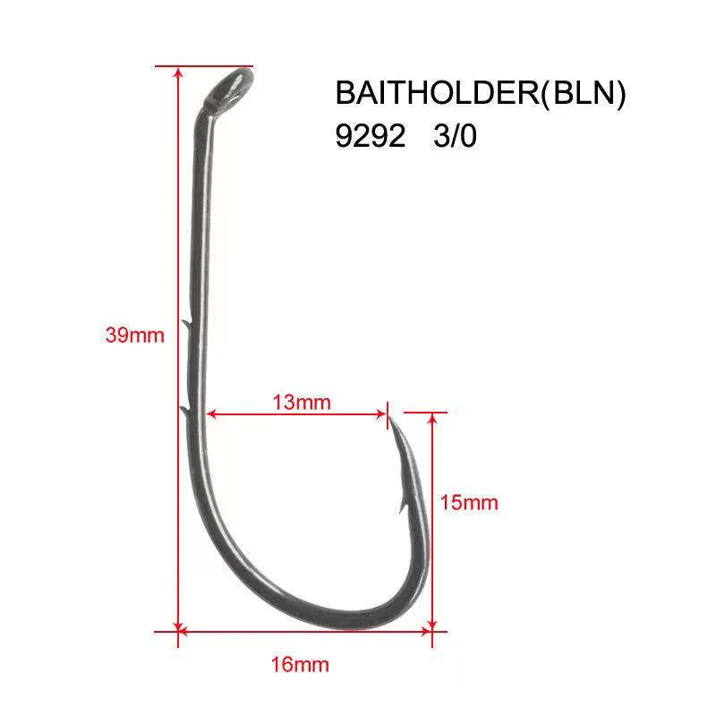 100 x 3/0 Chemically Sharpened Baitholder Hooks Fishing Tackle