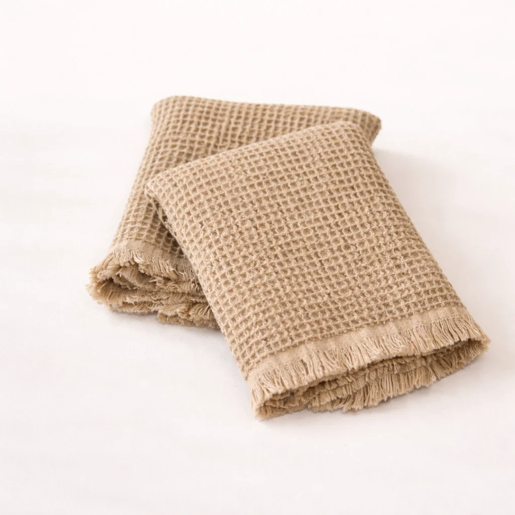 Beige Waffle Fringe Dish Towel
