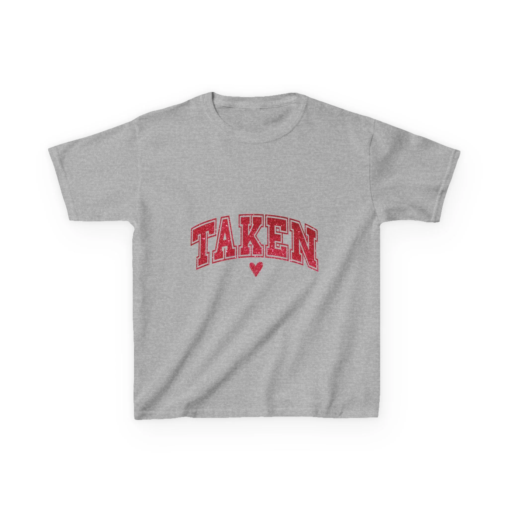 Taken Kids Tee | Red College Lettering, Small Heart