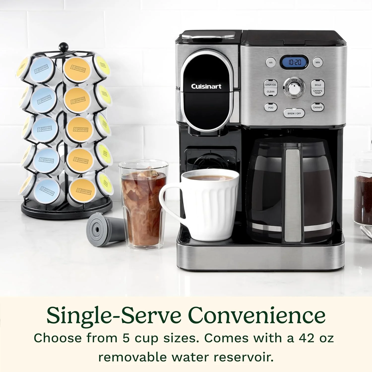Cuisinart Coffee Maker, 12 Cup Glass Carafe, Automatic Hot & Iced Coffee Maker, Single Server Brewer, Stainless Steel, SS 16