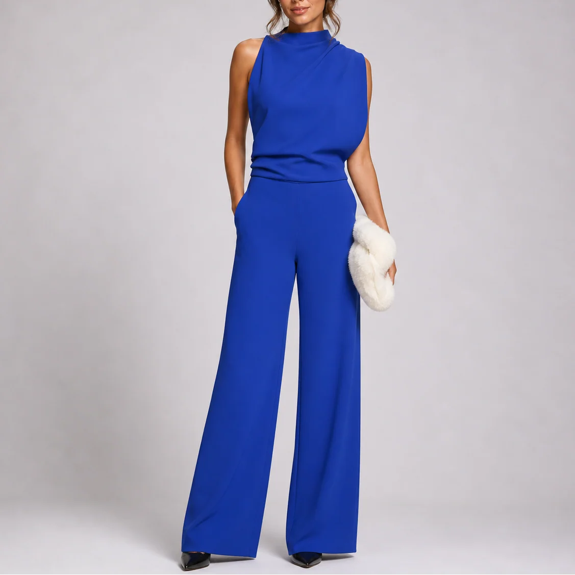 Women��s Sleeveless Jumpsuit Wide-Leg Silhouette