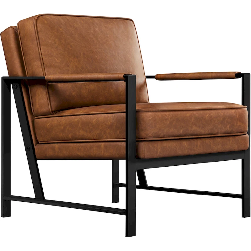 Yaheetech Accent Chair Retro Faux Leather Lounge Chair