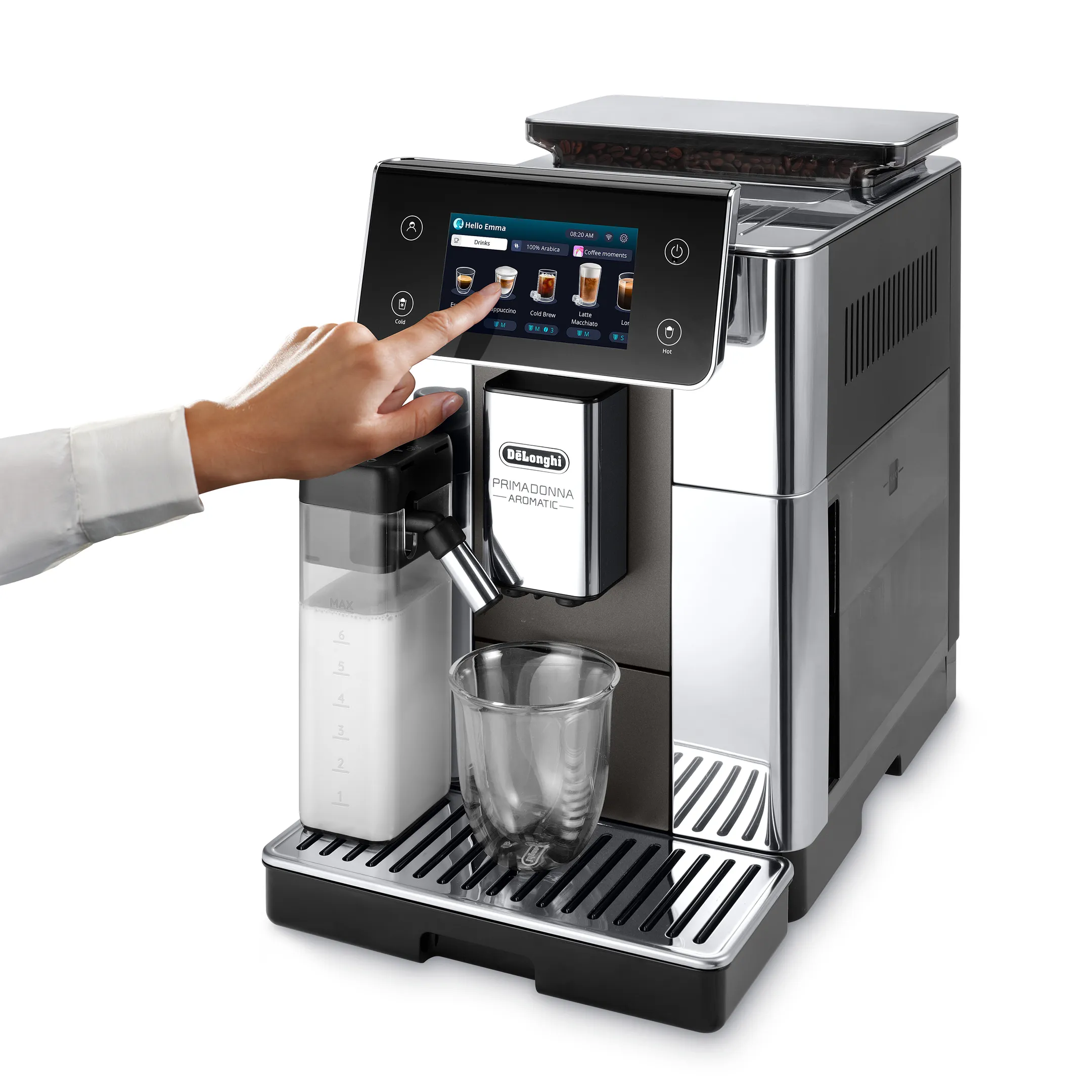 De'Longhi Volautomatische espressomachine PrimaDonna Aromatic + Cold Brew + Melkreservoir ECAM630.75.TSM