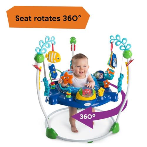 Baby Einstein, Centro Giochi e Attività Neptune's Ocean Discovery, 15 Giochi e Attività, 3 Lingue, Girello con Musica e Luci, Sedile Girevole a 360°, Regolabile, a Partire da 6 Mesi : Prima infanzia