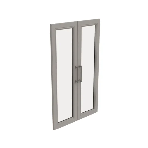 4613 Modular Storage Pair Set, 2 Glass Pane Doors, Wood Closet Organizer Shaker Style, Add On Accessory for Shelf Units, Taupe, Kit