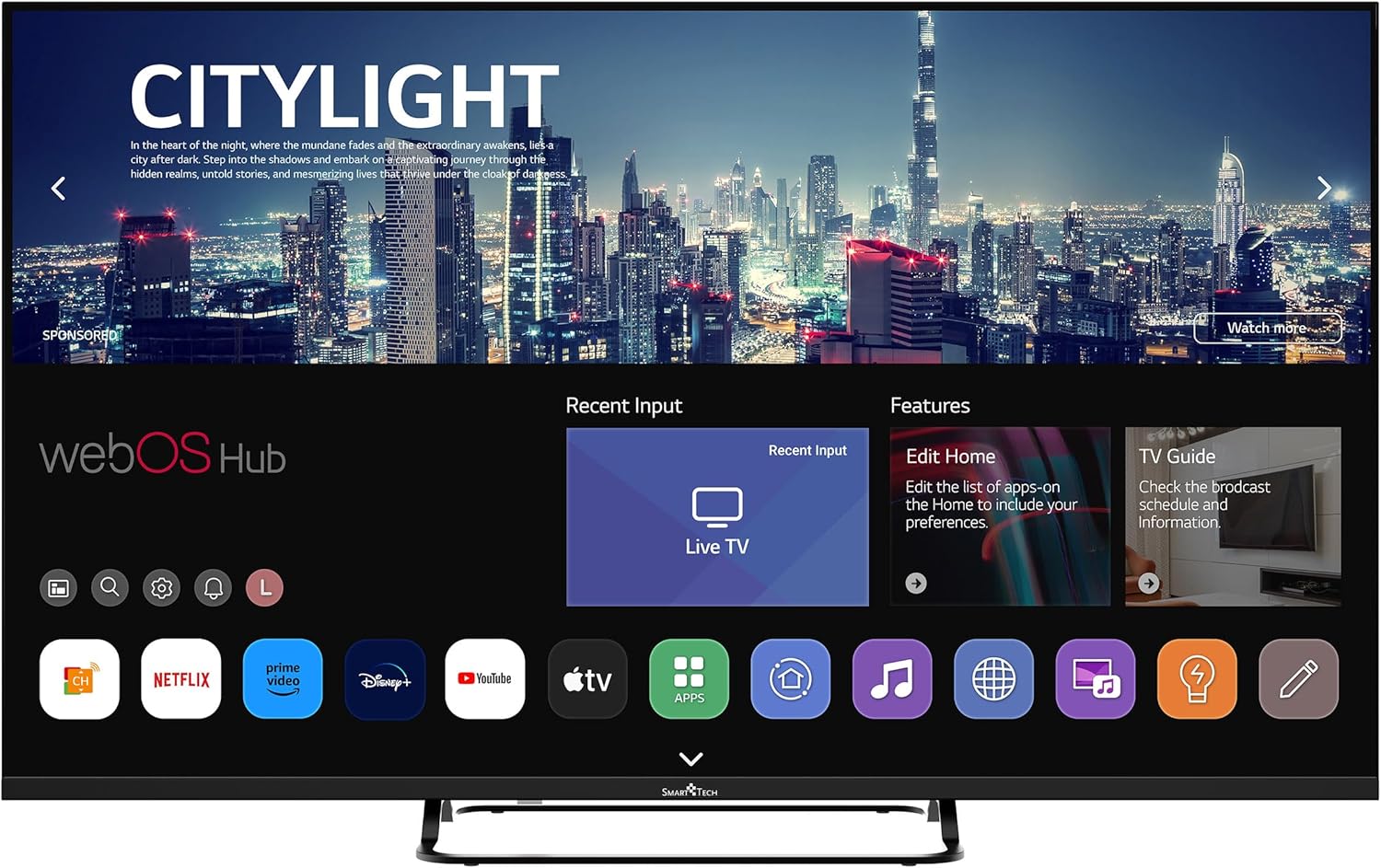 Smart Tech TV QLED 4K UHD 43' (109 cm) 43QW02V Web OS TV- 4xHDMI - 2xUSB - Dolby Vision - Dolby Atmos