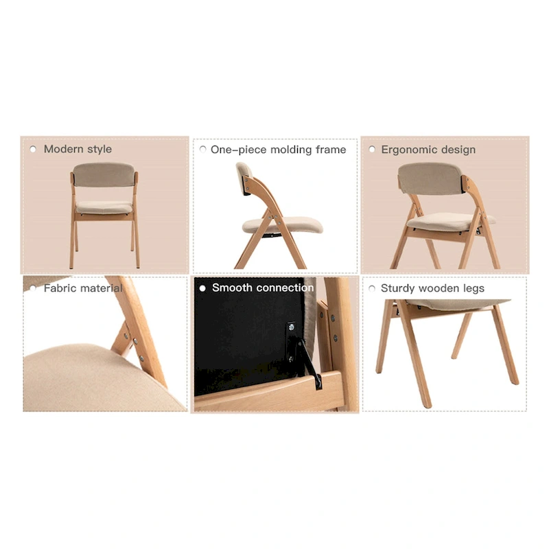 Wooden Stackable Dining Folding Chairs with Padded Seats(Set of 4)