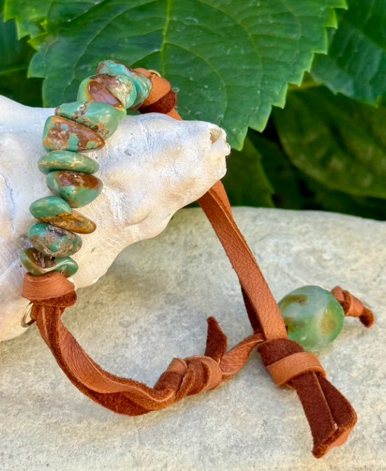 Mossy Turquoise Suede Leather Bracelet