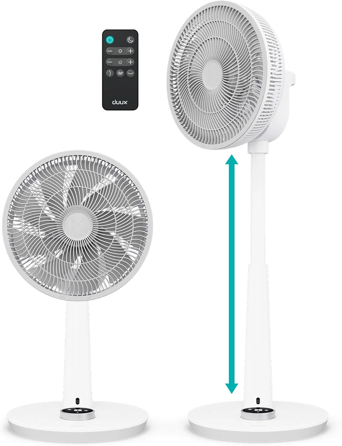 Duux Whisper 2 álló ventilátor csendes - energiatakarékos DC motor 26 sebességfokozattal - állítható magasságú ventilátor (73-95 cm) - vízszintes + függőleges oszcilláció - fehér