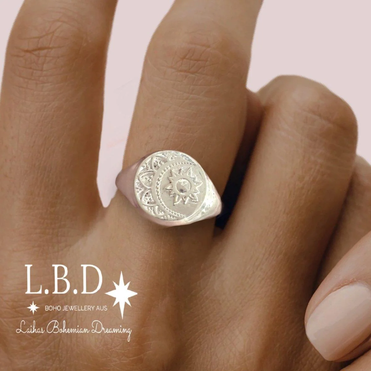Laihas La Luna Sun & Moon Sterling Silver Signet Ring