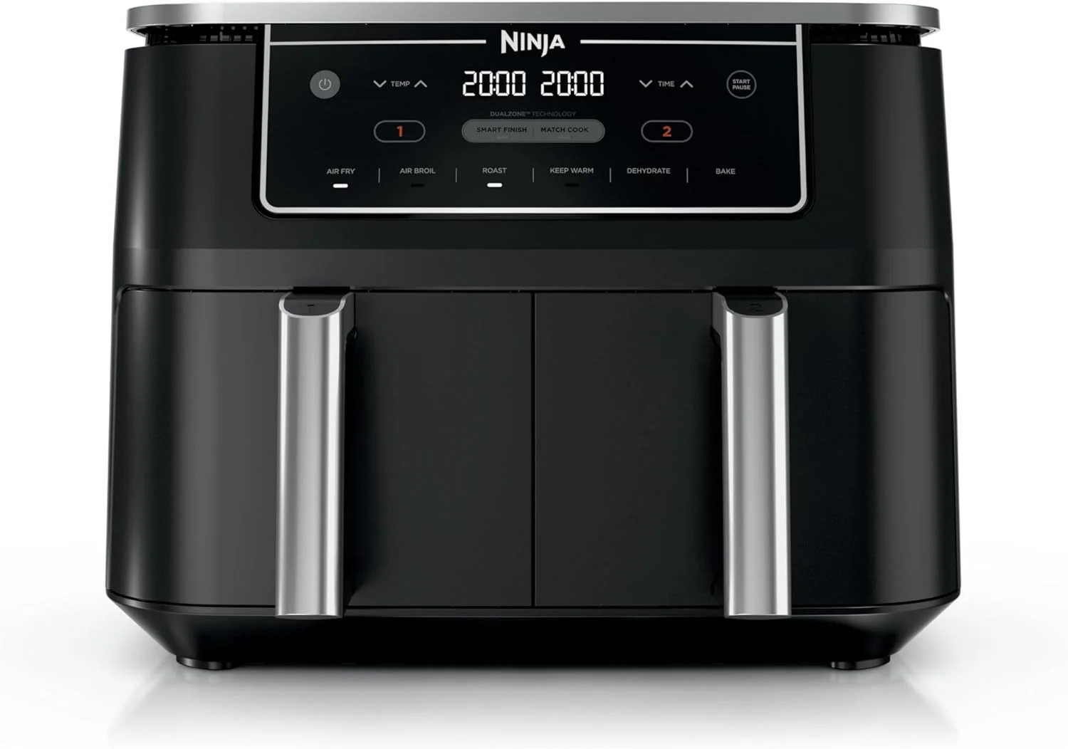 Ninja Foodi 10QT 6-in-1 DualZone Smart XL Air Fryer, 2 Independent 5QT Baskets, Smart Cook Thermometer, Match Cook, Smart Finish, Air Fry, Roast, Bake, Dehydrate, Reheat, Grey, DZ550
