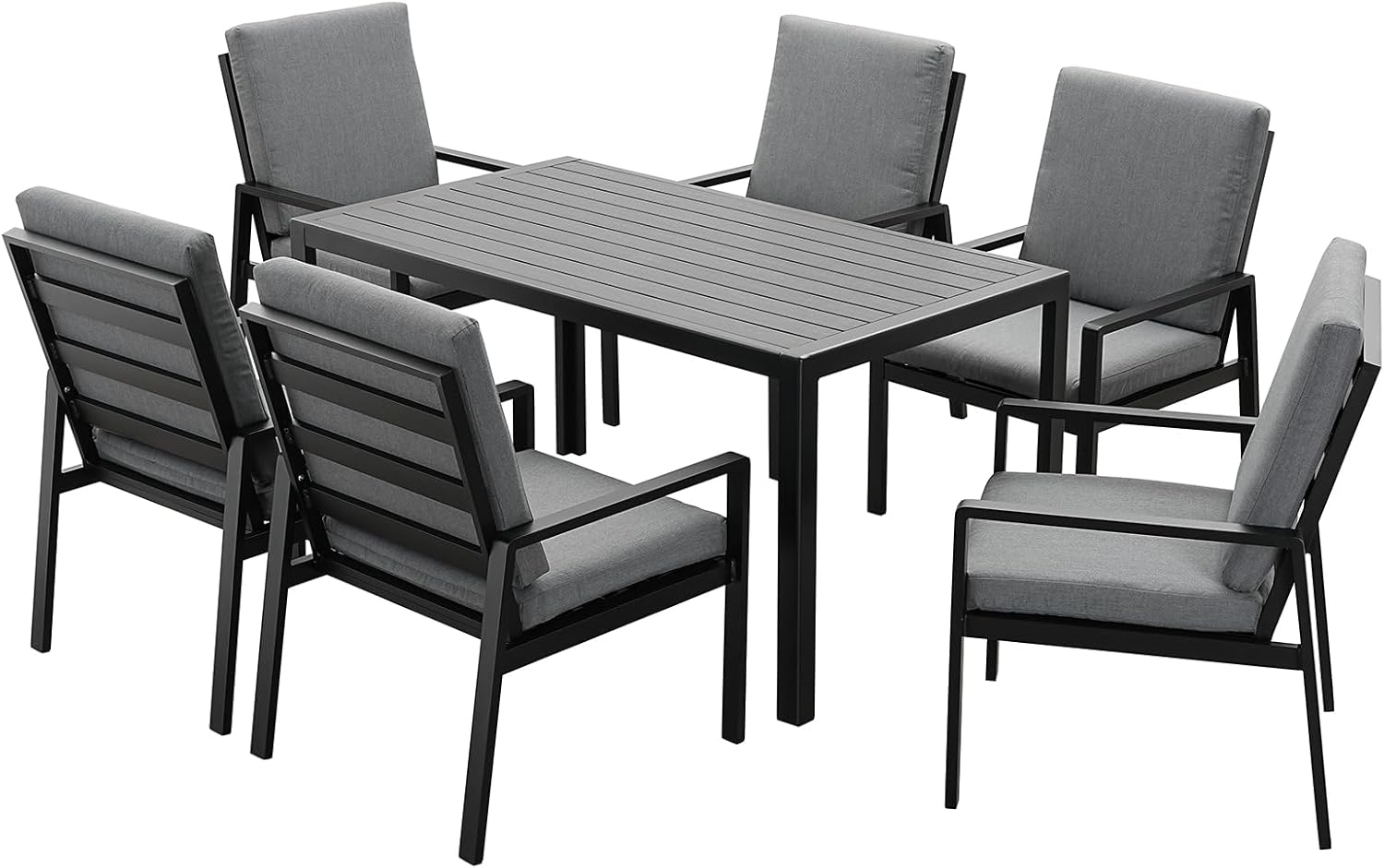 GLP Gartenlounge-Set Garten-Essgruppe, (Gartenmöbel Set, 7-TLG., 6 Sessel, 1 Esstisch, inkl. Auflagen, Aluminium), Wetterfest Gartenlounge Set, 9400-P1+P2