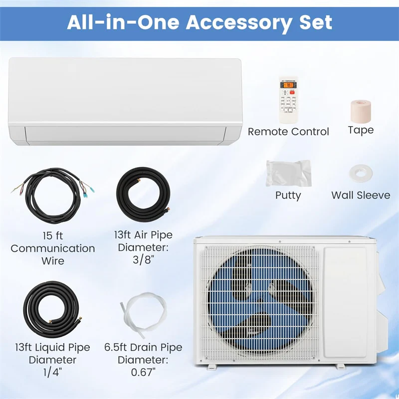 Energy Star Certified 12000 BTU 24 SEER2 Mini Split Air Conditioner with Heat Pump, WiFi Enabled Ductless Inverter AC Unit Cools 750 Sq.Ft