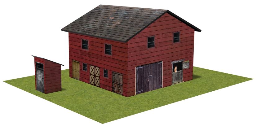 Red Barn Stable With Outside Toilet