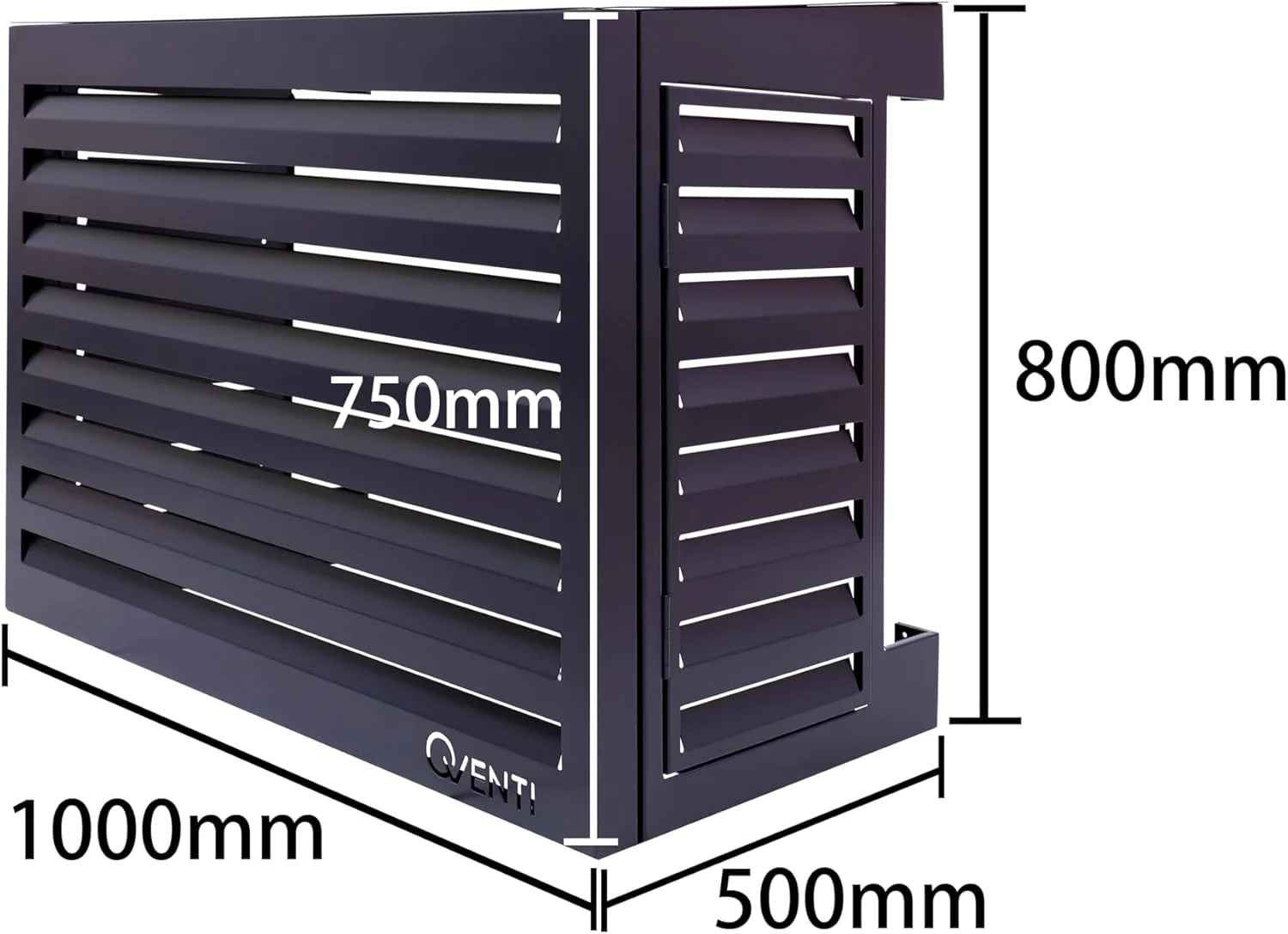 Qventi Abdeckung für Klimaanlage - Anthrazit/Grau - Aluminium - Schutzgitter - Verkleidung - Einfache Montage - Größe S - Außenmaße (LxBxH): 100 x 50 x 75 cm