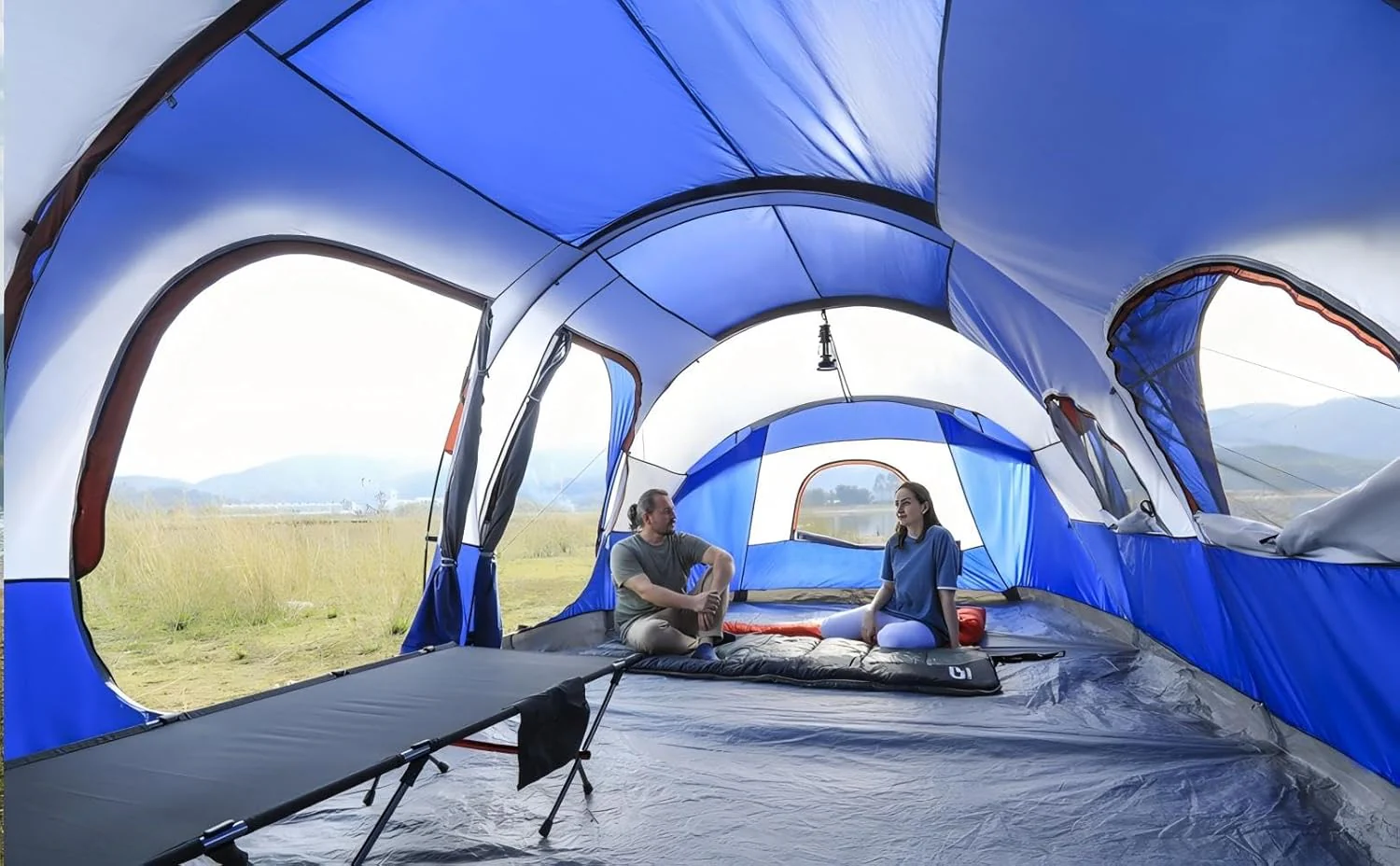 CAMPROS CP Tent 12-Person-Camping-Tents,3 Room Family Tents,Waterproof Windproof Family Tent with Top Rainfly,6 Large Mesh Windows,Double Layer,Easy Set Up, Portable with Carry Bag-20' x 9' x 72