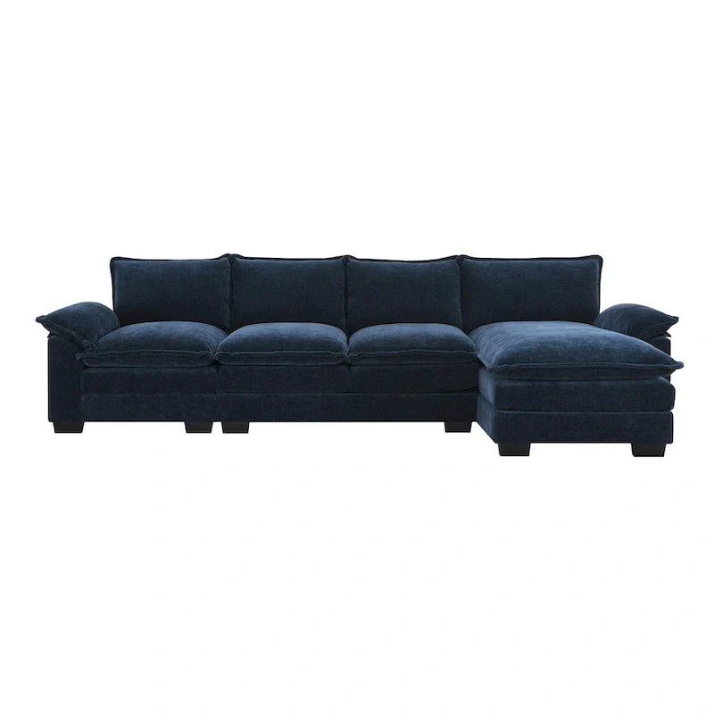 Modern 5-Seat L-Shaped Cloud Sleeper Sofa Couch with Chaise Lounge with Double Seat Cushions