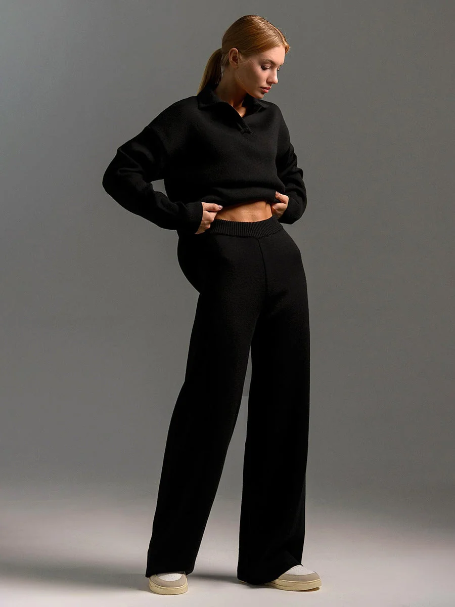 Women��s Relaxed Fit Lounge Set Chic Collared Design