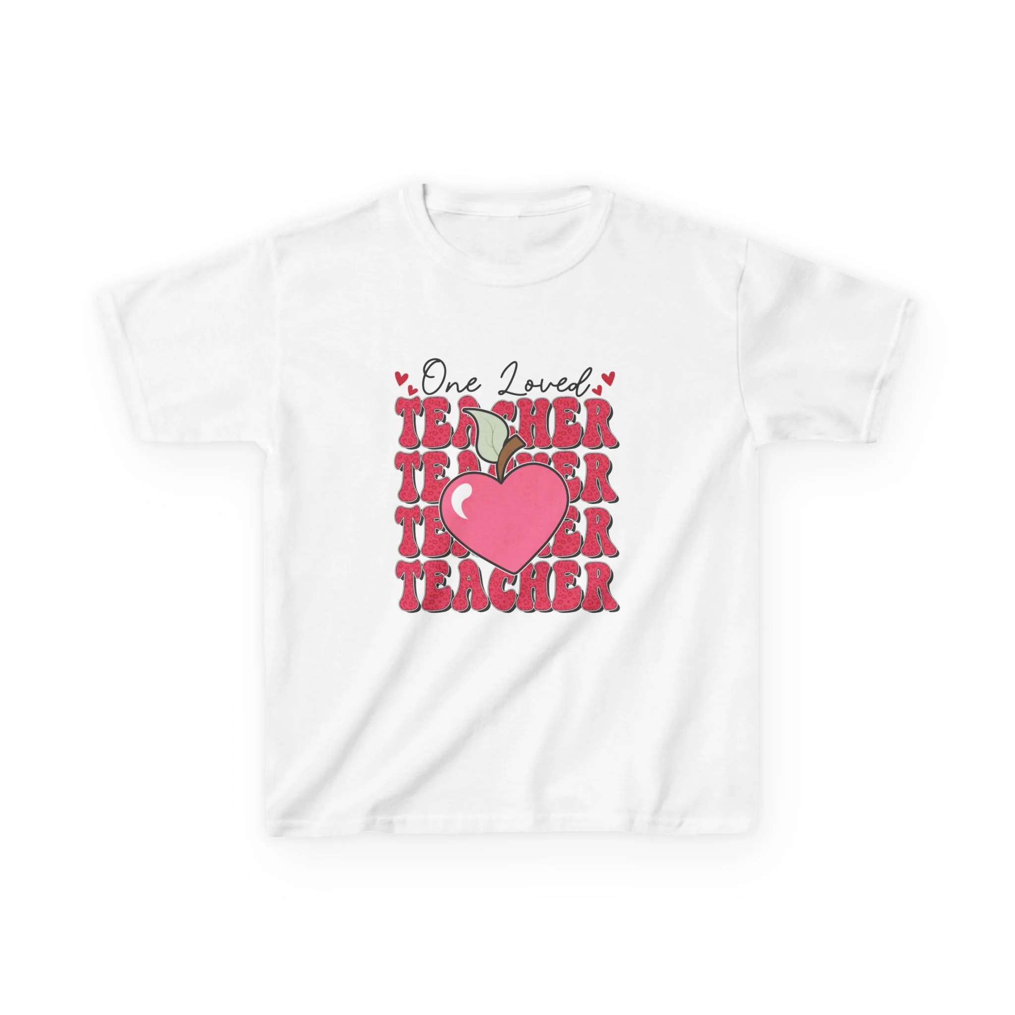 One Loved Teacher Kids Tee | Heart Apple Teacher Design