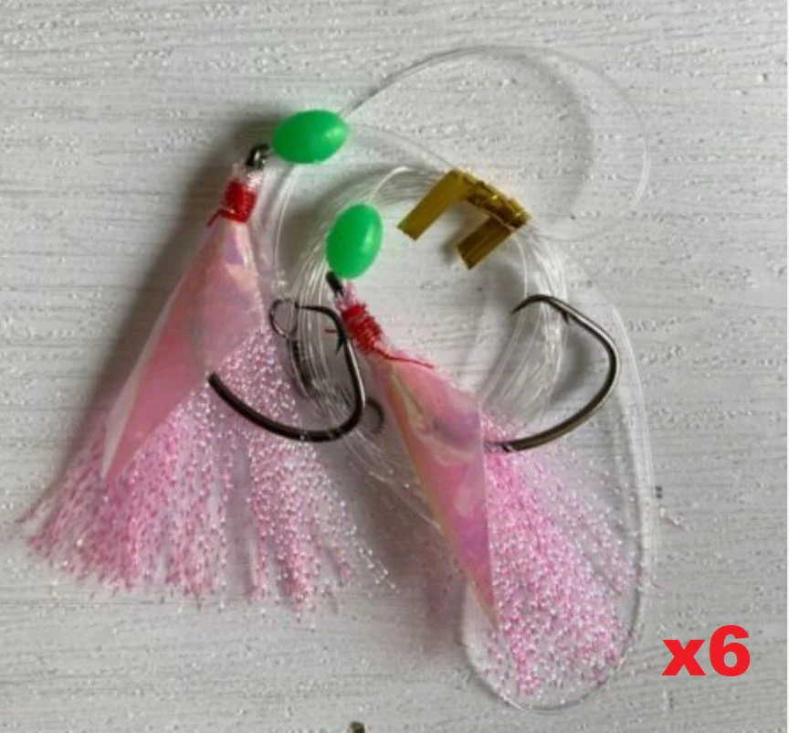 6 x 5/0 Custom Designed Snapper Fishing Rigs In 3 Colours Tackle