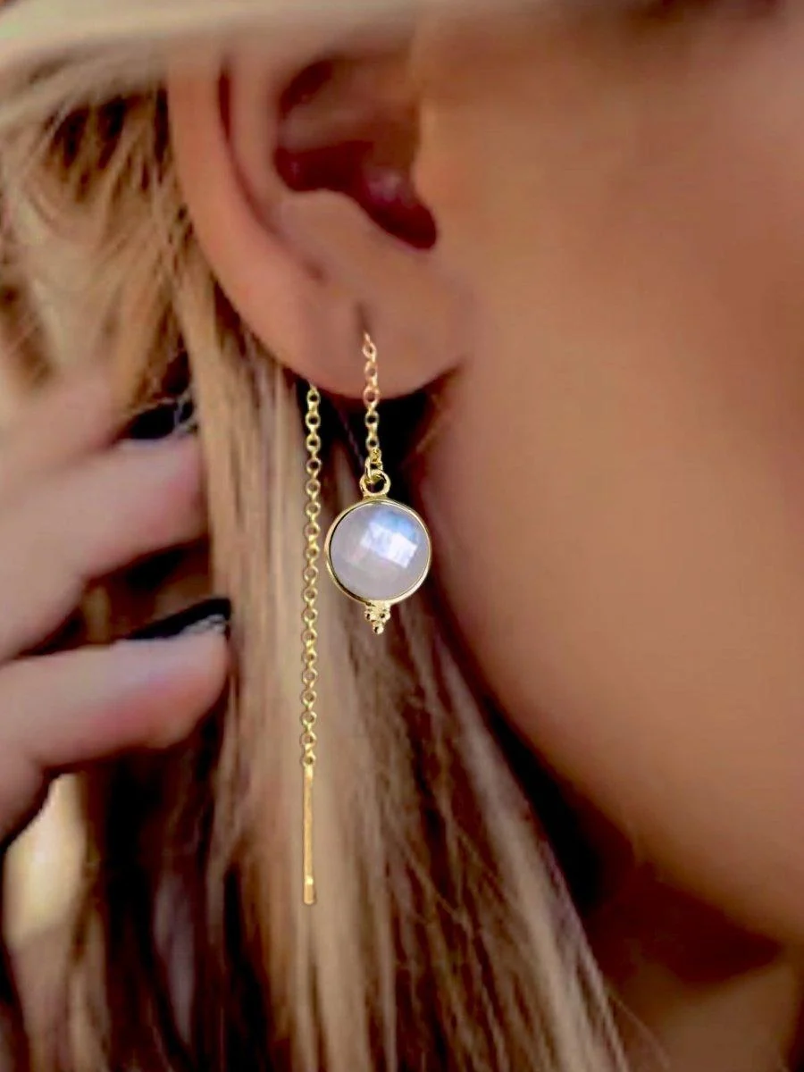 Laihas Free Spirit Gold Moonstone Threader Earrings