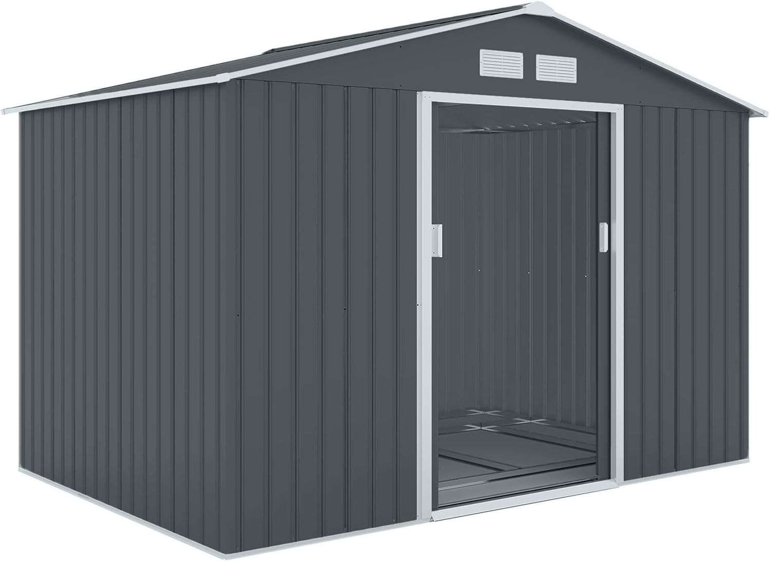 S200 XXL Metall Gerätehaus 277x191x192cm Geräteschuppen Garten Schuppen Gartenhaus Satteldach (Anthrazit)