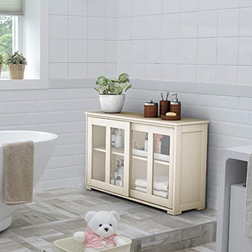 COSTWAY Credenza in legno, bianco crema, 107 x 33 x 62,5 cm : Amazon.it: Casa e cucina