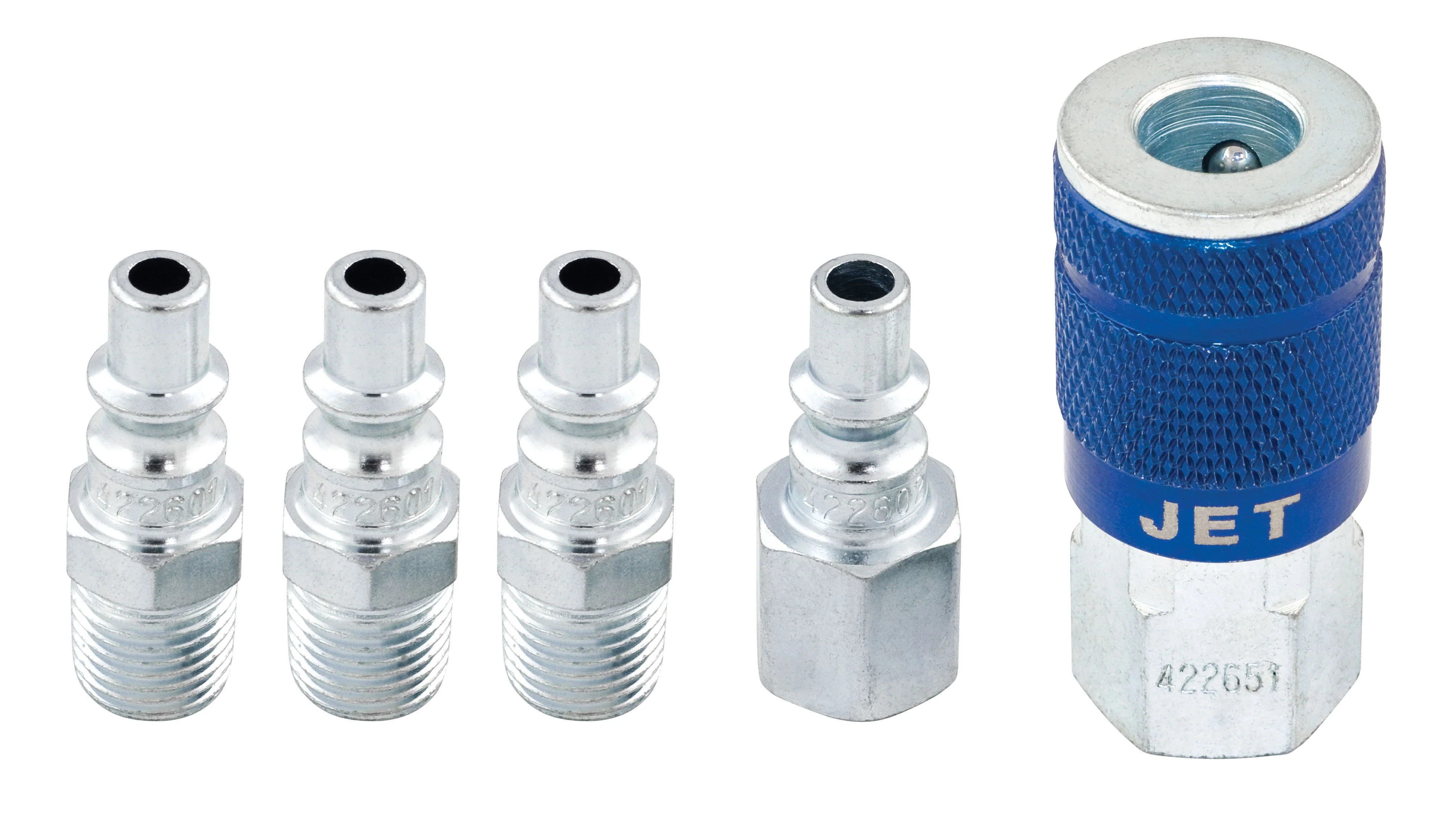 Jet A5PCS  ~  5 Piece InchA Inch Type Air Fitting Set 1/4 Inch Body X 1/4 Inch Npt