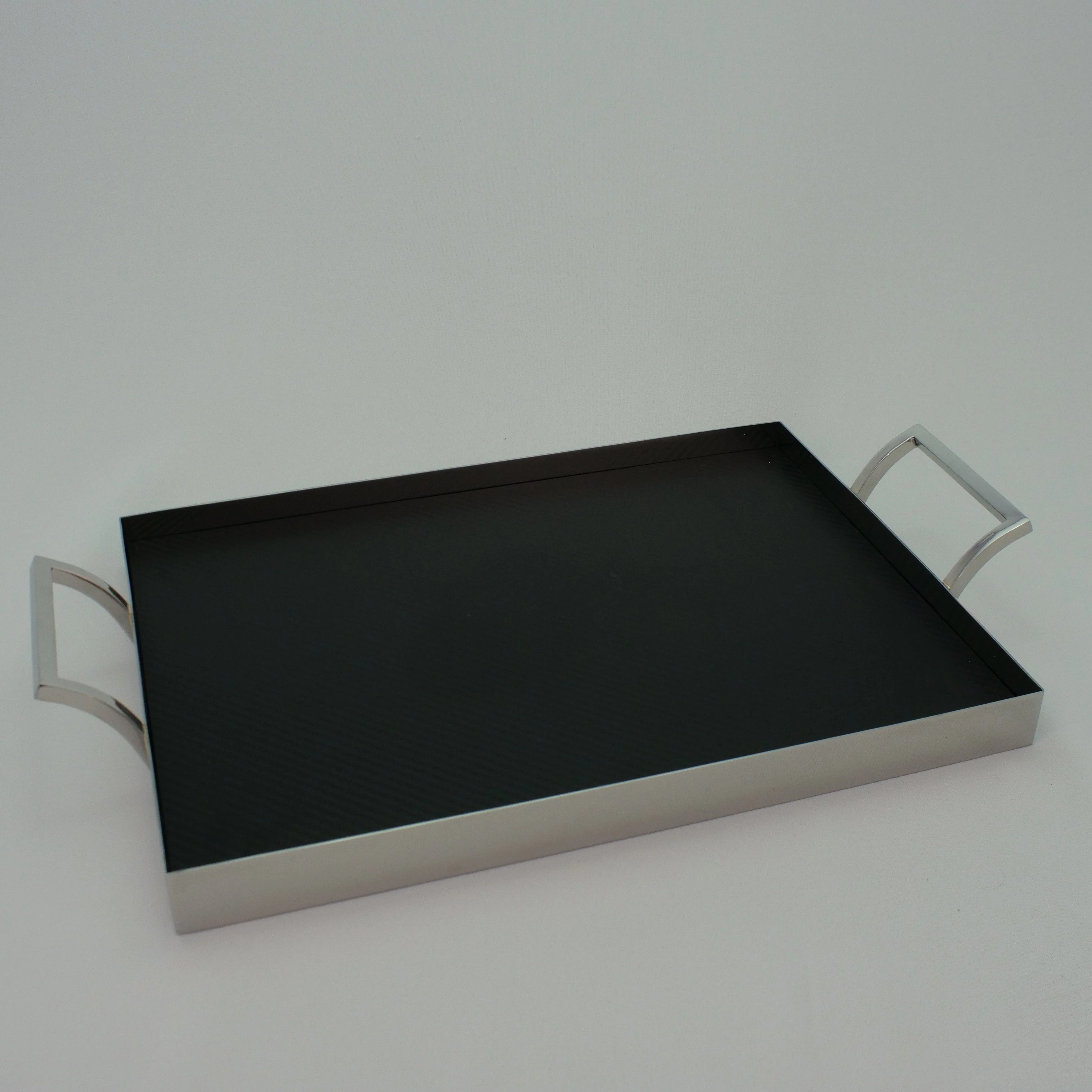 Carbon Tray Contour Megeve, Extra Large Silver-plated