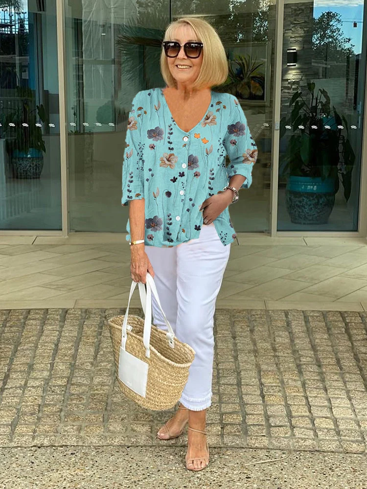 Women��s Floral Blouse Relaxed Fit Lightweight Summer Style