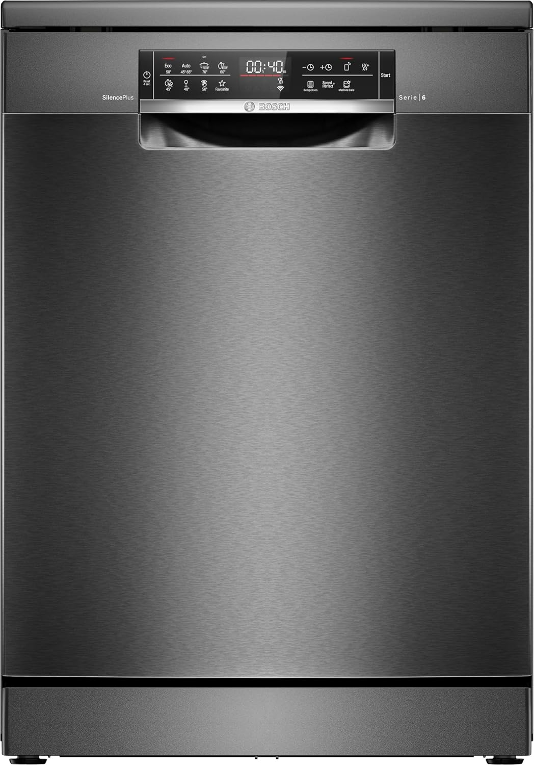 Bosch SMS6ECC12E Serie 6, Lavastoviglie da libera installazione, Home Connect, Extra Clean zone: lavaggio intenso per lo sporco più ostinato, Assistente al lavaggio, Programma Preferito,Nero, 60 cm
