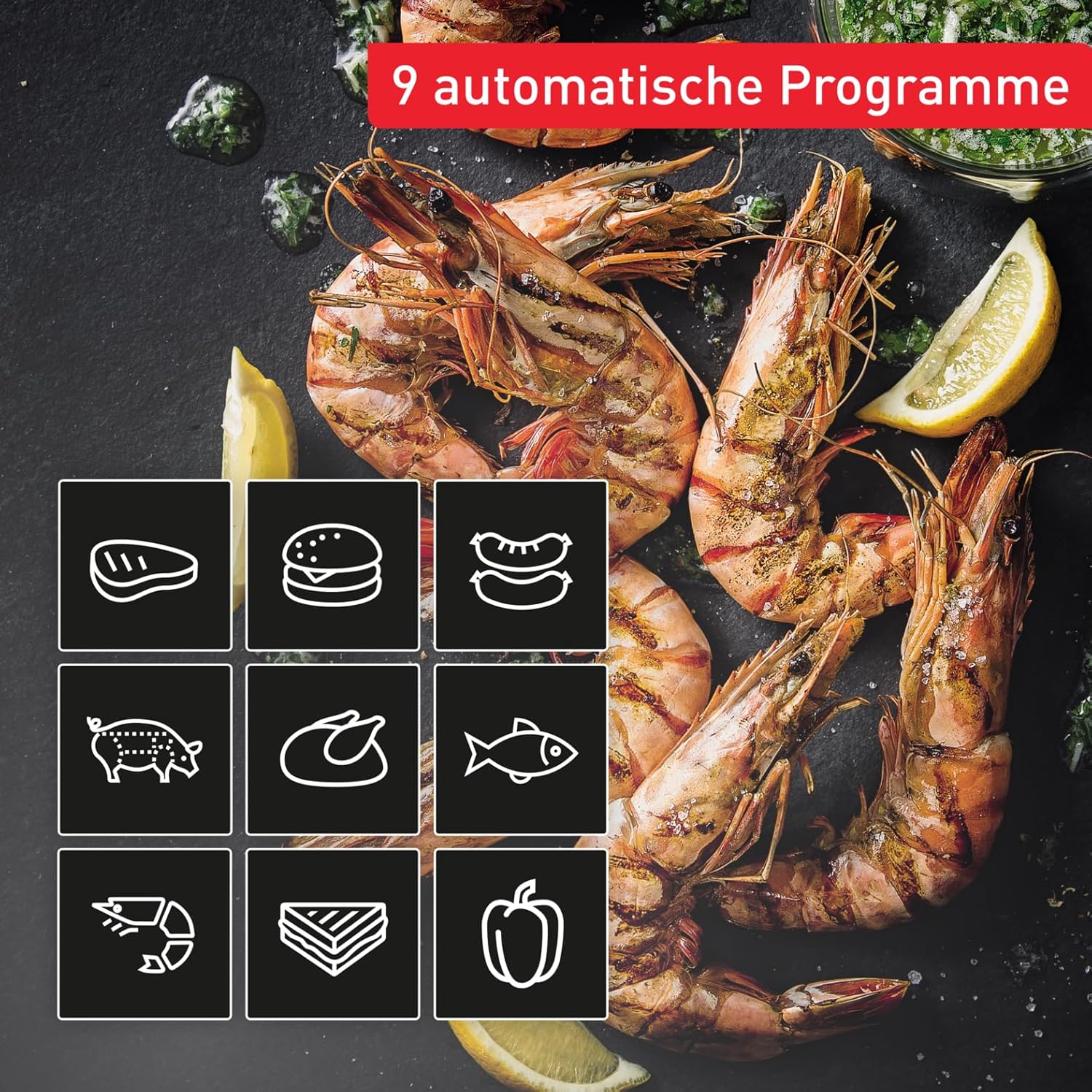 Tefal OptiGrill 4in1 Kontaktgrill mit Backschale, Aufklappbar, Tischgrill, 9 automatische Programme, Garstufenanzeige, spülmaschinengeeignete Teile, Elektrogrill, Backofen, GC776D10
