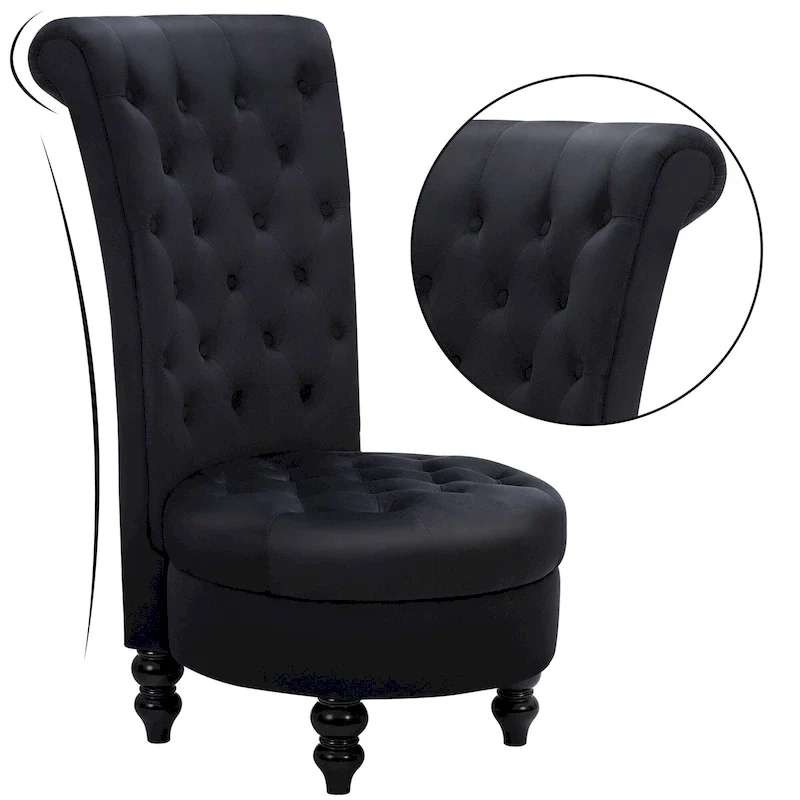AVAWING Set of 2 Throne Royal Chair Thick Padding and Rubberwood Legs