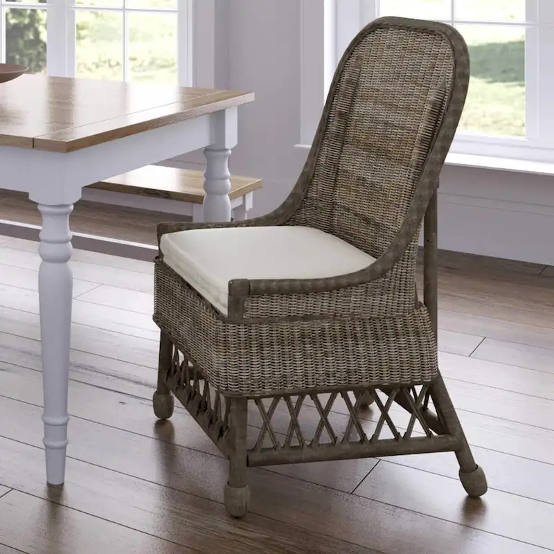 Natural Rattan Cushioned Dining Accent Chair by East at Main
