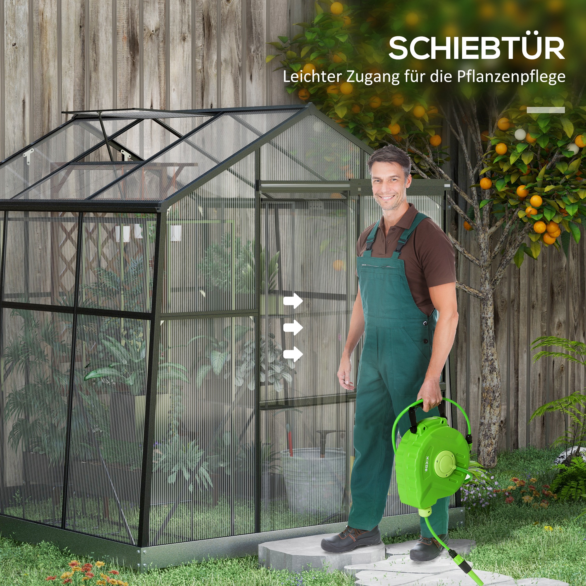 Outsunny Kas Kweekhuis Kweekbed, weerbestendig, 192 x 192 x 203 cm, Zwart