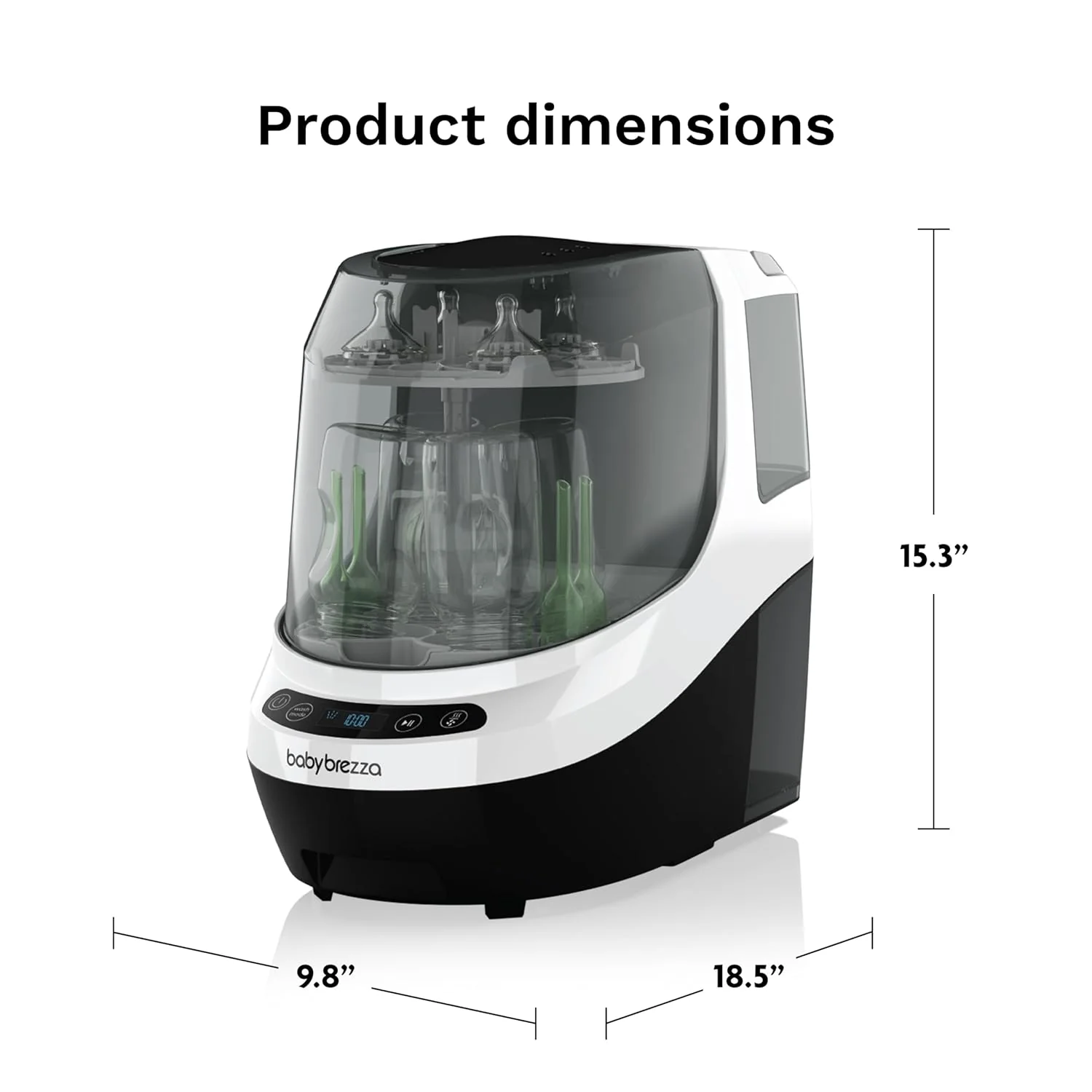 Baby Bottle Washer Pro - Baby Bottle Washer, Sterilizer + Dryer - All in One Machine Cleans Bottles, Pump Parts, & Sippy Cups - Replaces Hand Washing, Bottle Brushes and Drying Racks-Brezza