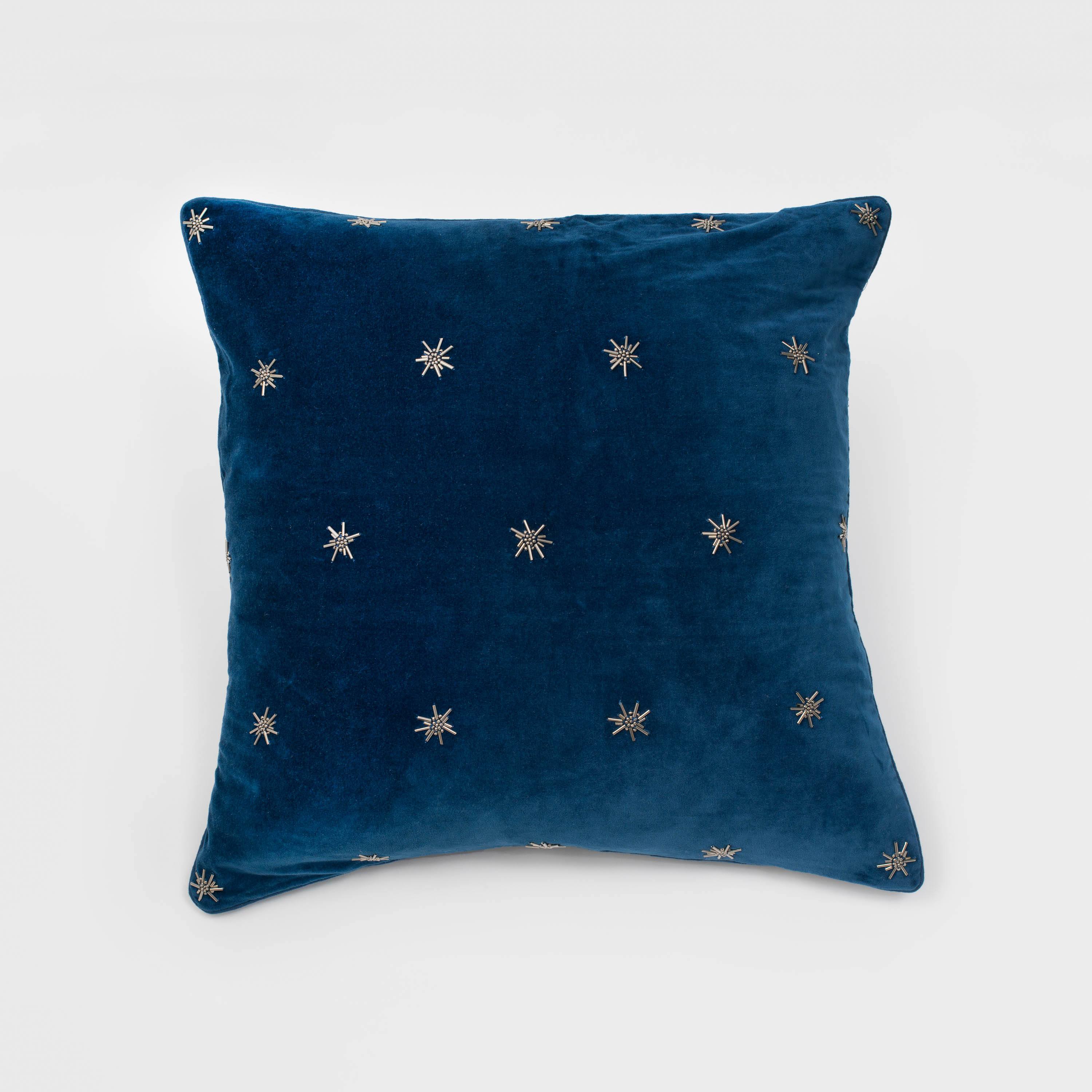 Embroidered Navy Star Pillow