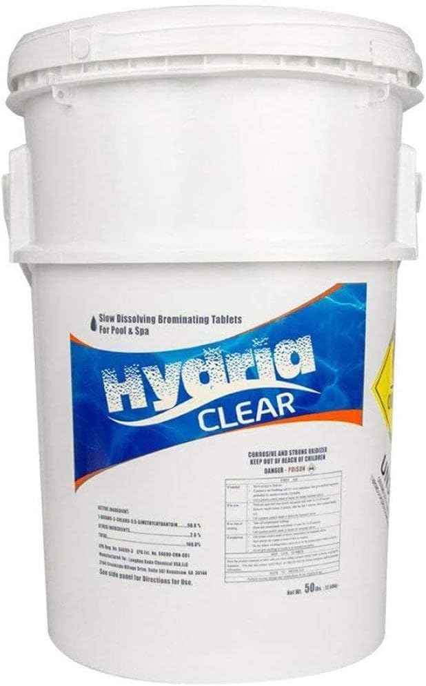 1 Inch Bromine Tabs | 50 Pound Bucket | Spa and Pool Supplies