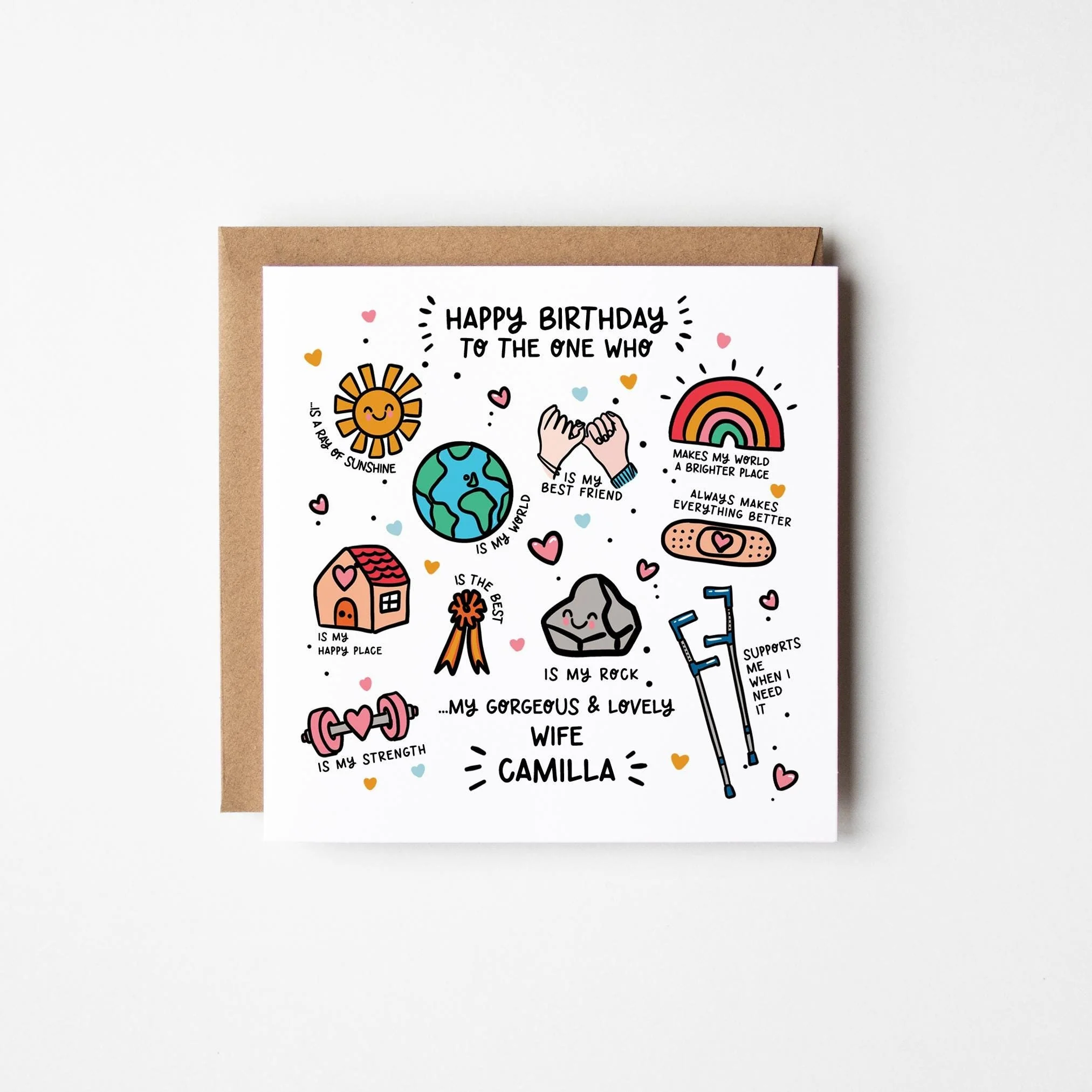 Wife Birthday Card a?�� Personalised Birthday Card For Wife a?�� Happy Birthday Wife a?�� Gorgeous Wife Card  a?��