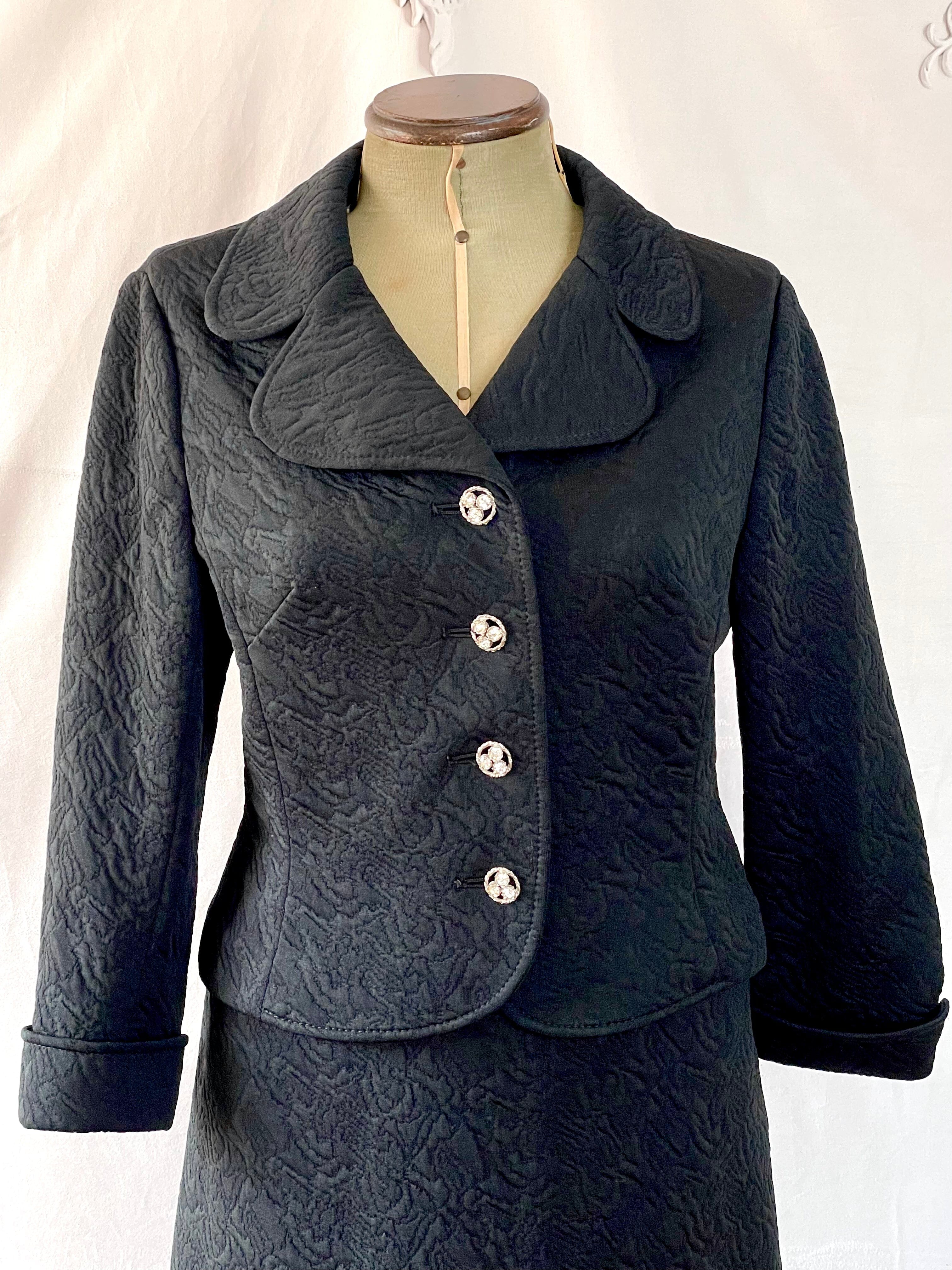 1960s Textured Harella Formal Evening Skirt Suit