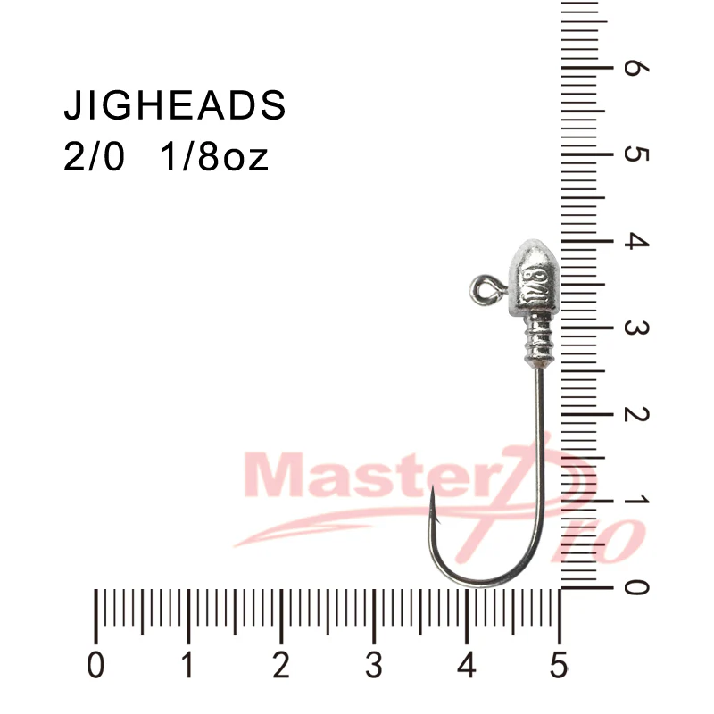 20pcs Size 2/0 1/8 OZ Jig Heads High Chemically Sharpened Hooks Fishing Tackle