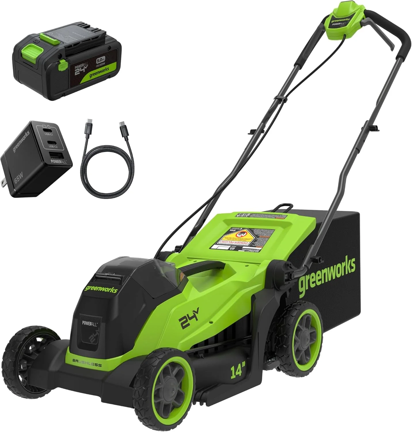 Greenworks 24V 13 Brushless Cordless Lawn Mower with 4.0Ah Battery & Charger
