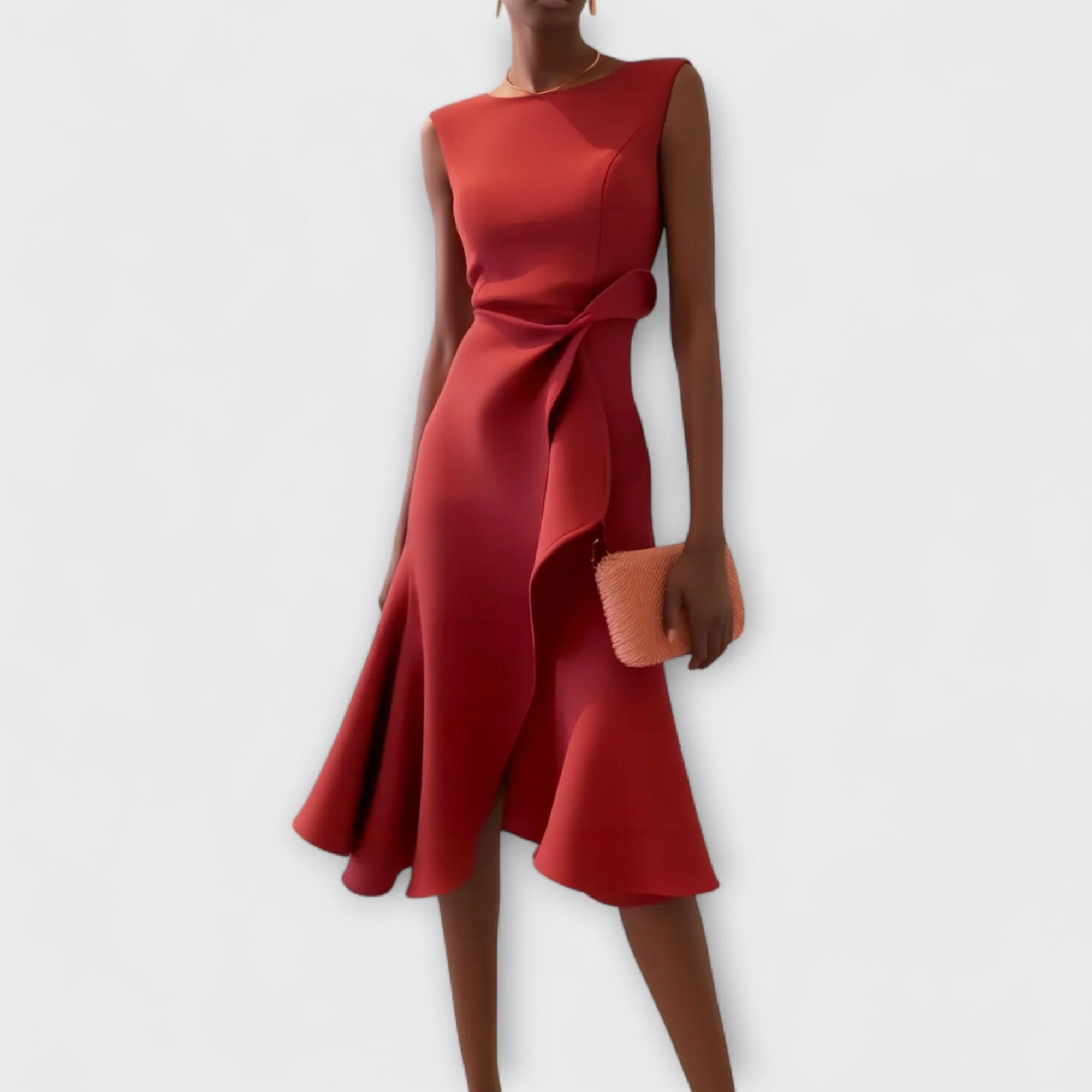 Womena??s Asymmetric Midi Dress Elegant Draped Summer Style