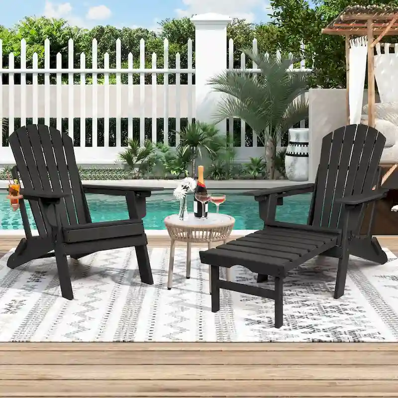 Vrakae Folding and Adjustable Adirondack Chair with Ottoman