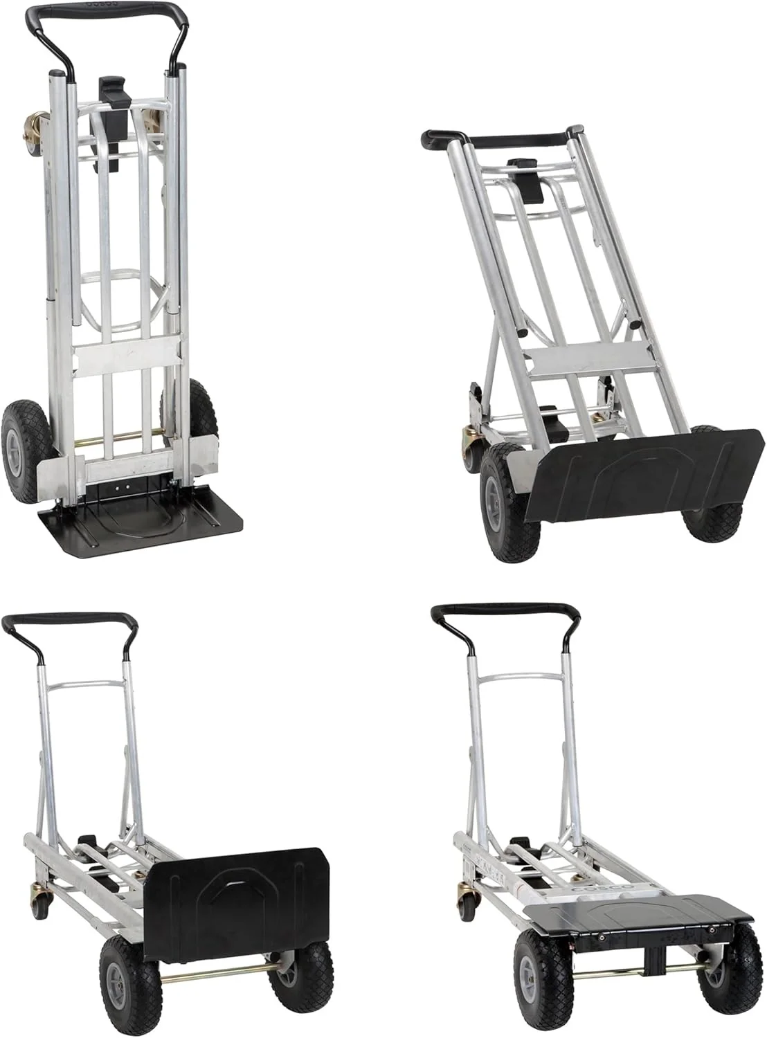 4-in-1 folding hand truck with puncture-proof wheels
