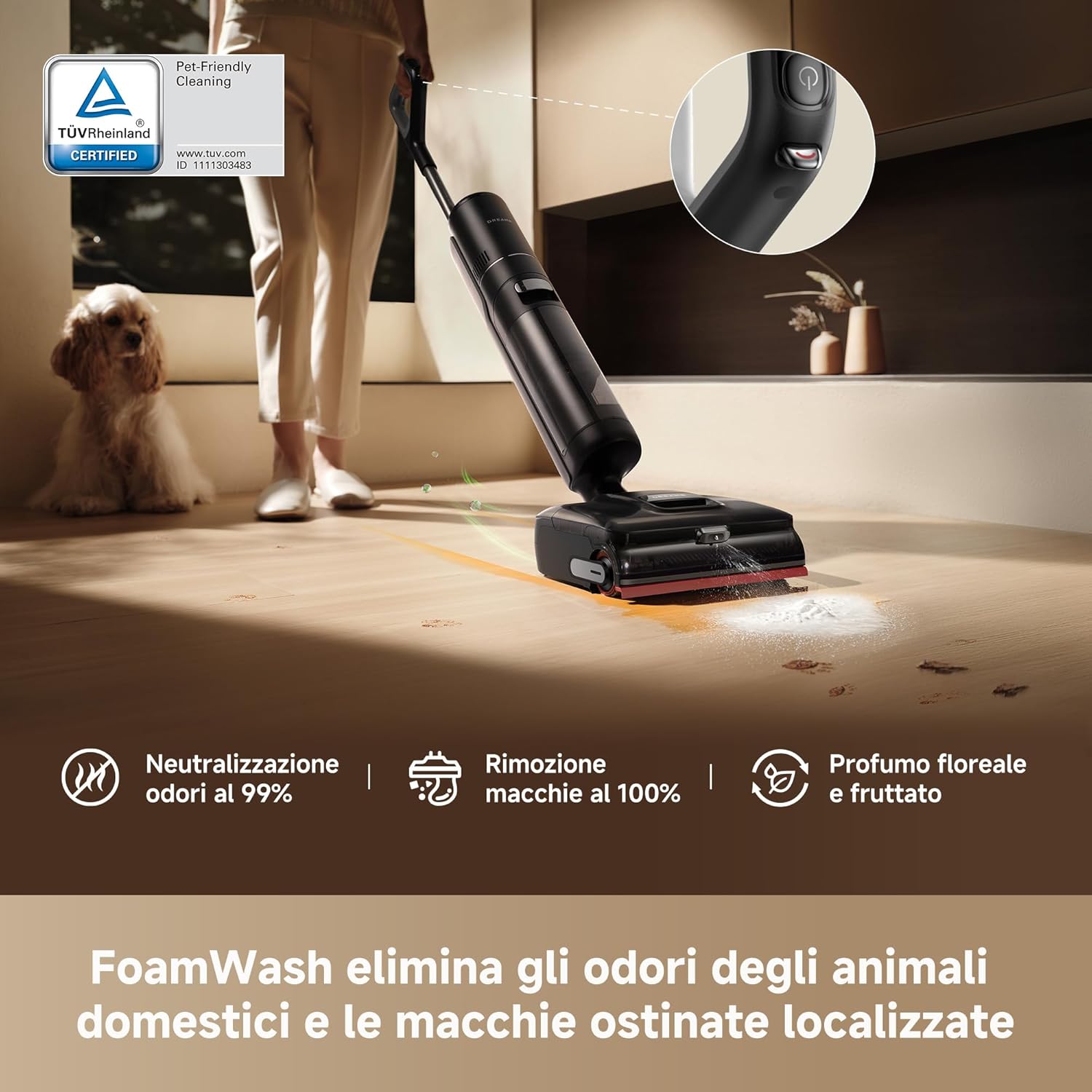 DREAME H15 Pro FoamWash Aspirapolvere Lavapavimenti, Pulizia Mirata, Dosaggio Intelligente Detergente, Braccio Robotico IA 2.0, TangleCut 2.0, Lavaggio Spazzola 100 °C, Asciugatura Intelligente