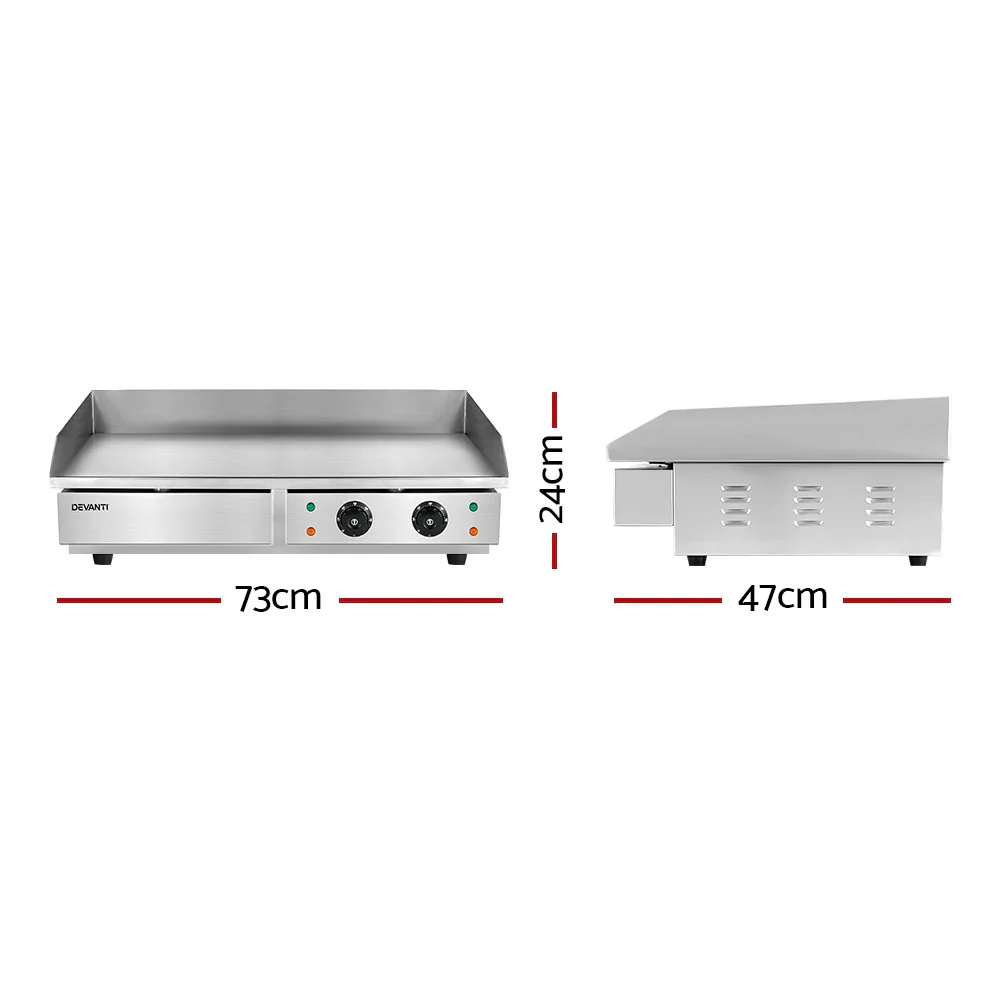 Devanti 73 cm-es kereskedelmi elektromos grillező BBQ grilllap 4400W ezüst