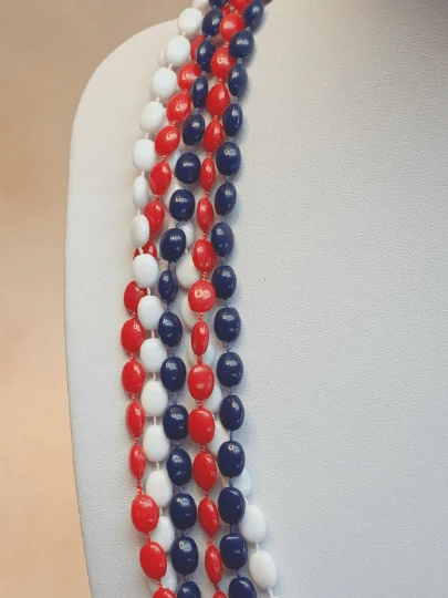 1970s Triple Strand Long Tricolor Beads