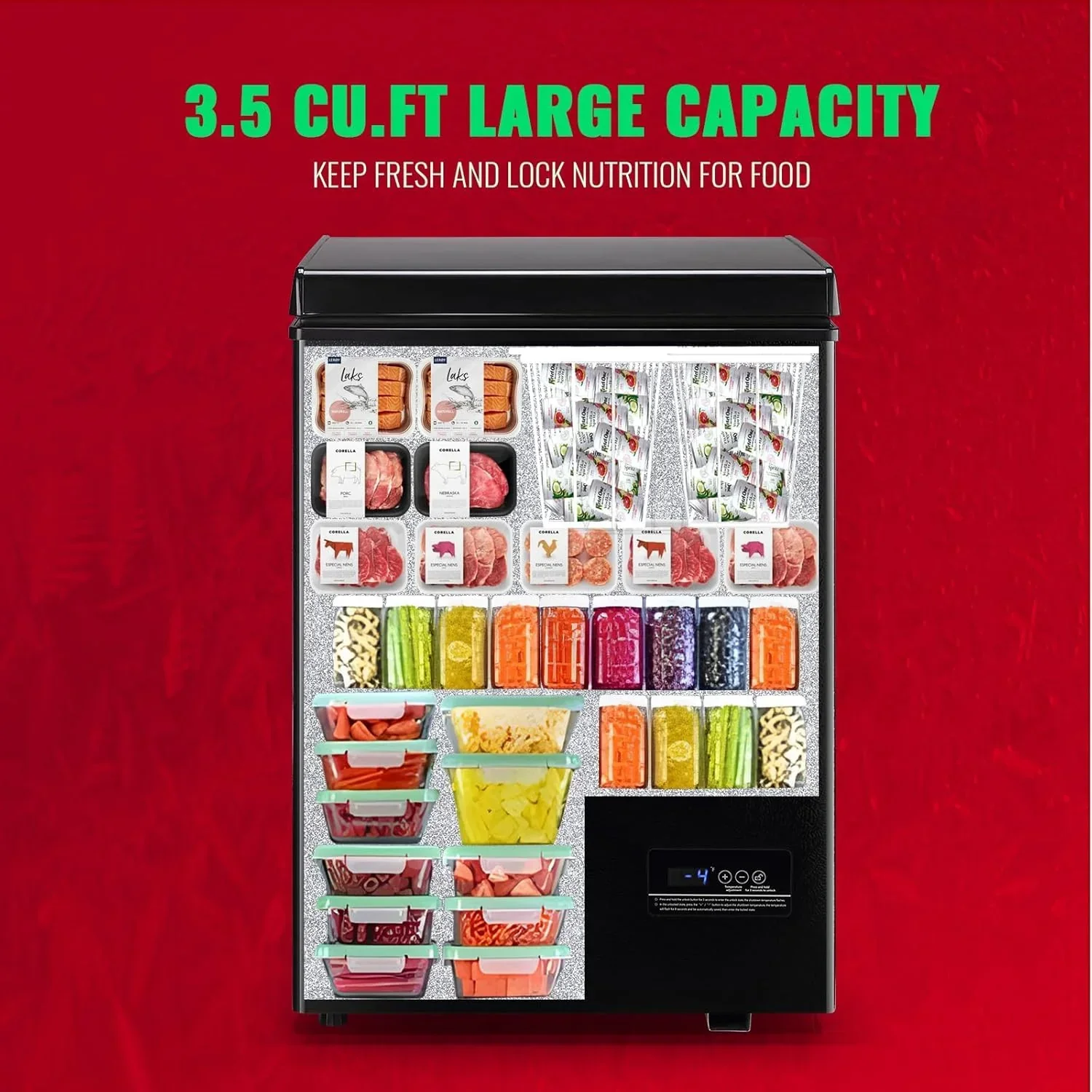 Chest Freezer 5.0Cubic Feet Deep Freezer Freestanding Freezers 2 Removable Stainless Steel Basket